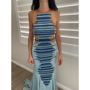 Long gorgeous blue formal gown